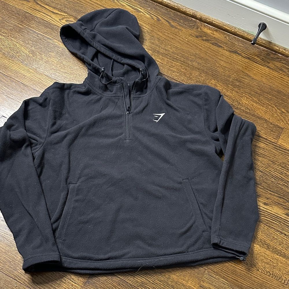 Ladies Gymshark Black Fleece Quarter Zip - Size Small